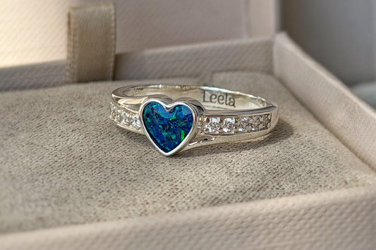925 Silver Heart Accent Crystal Ring