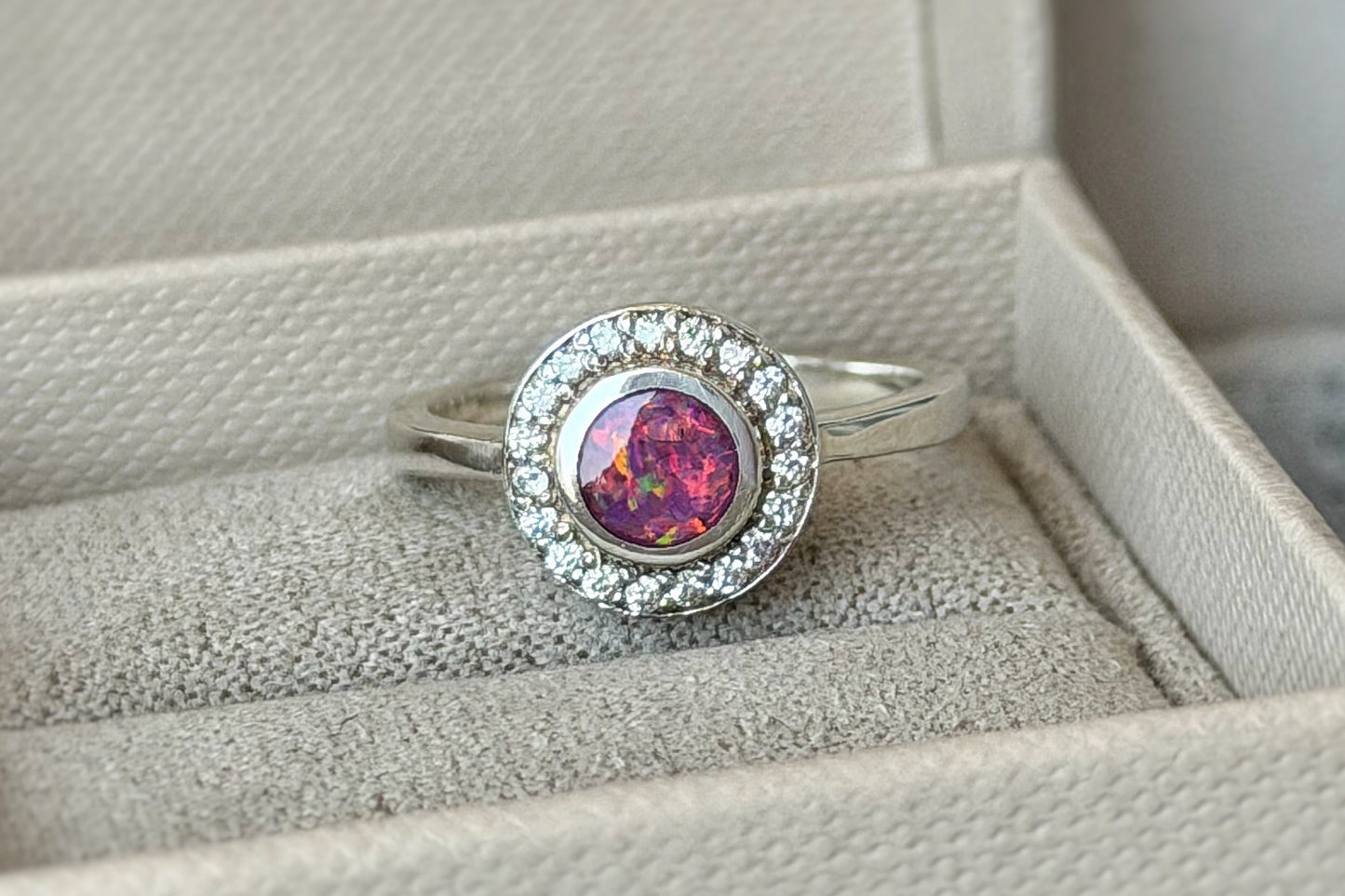 925 Silver Halo Cluster Crystal Ring