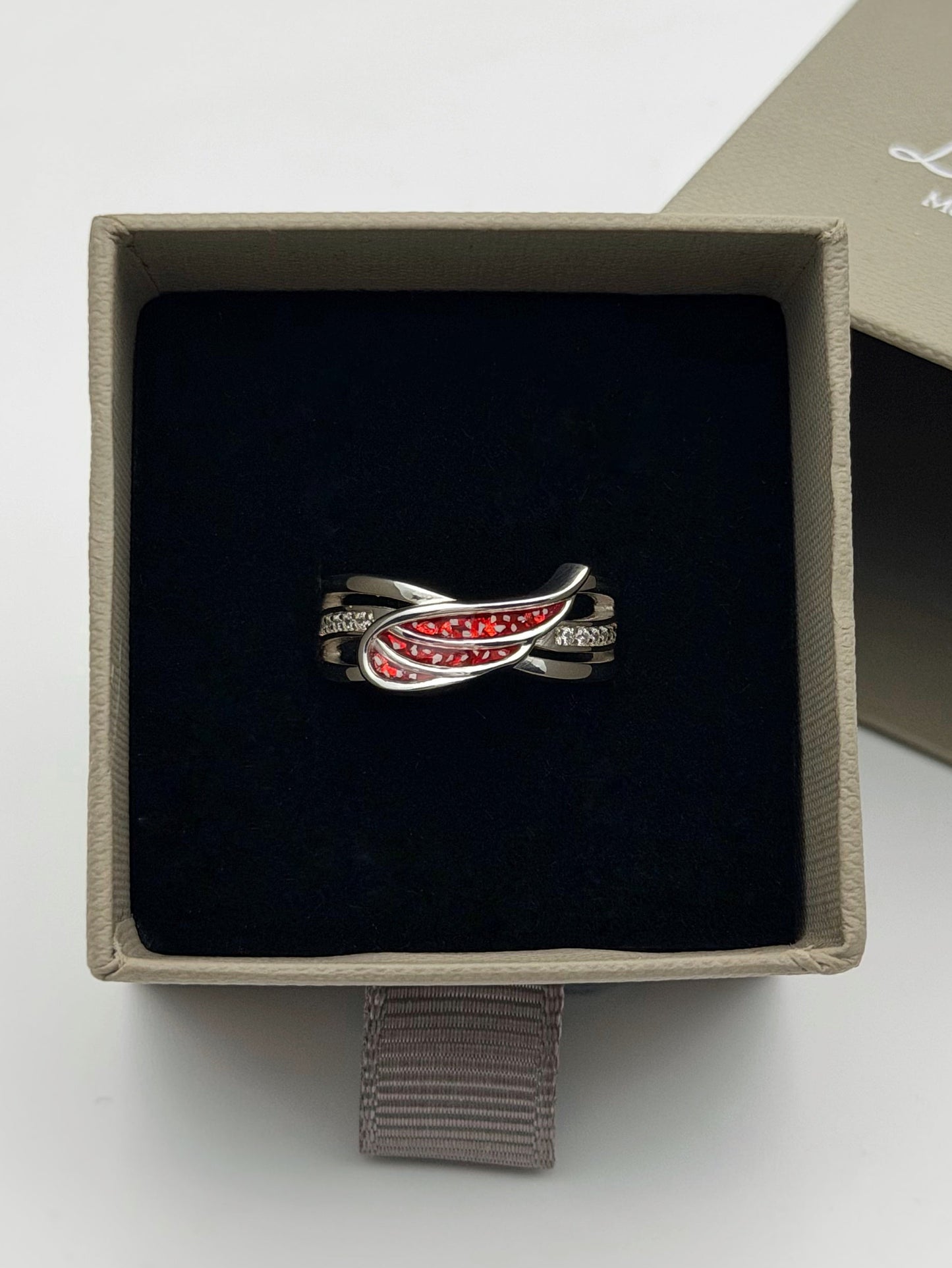 925 Silver Angel Wing Crystal Ring