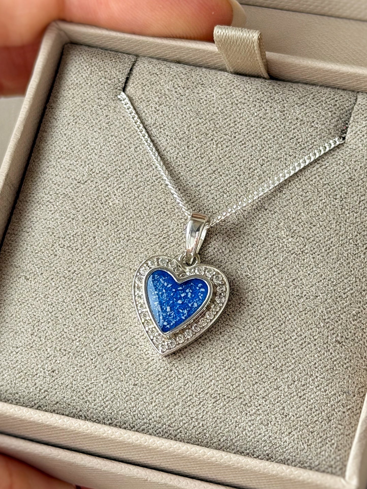 925 Silver Heart Crystal Surround Pendant