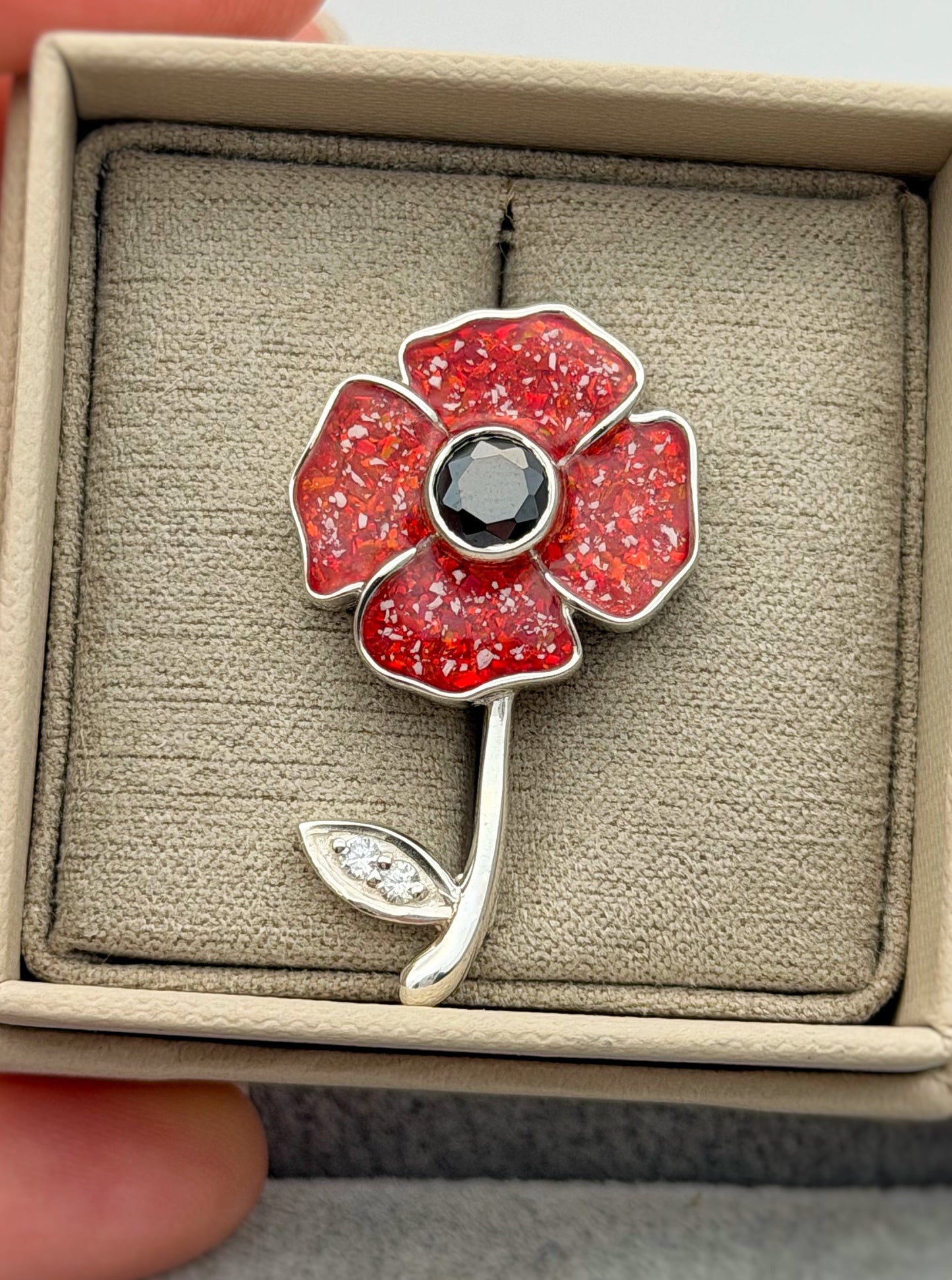 925 Silver Exclusive Poppy Brooch