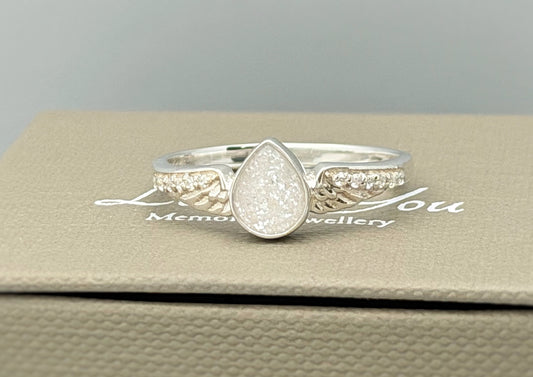 925 Silver Crystal Winged Teardrop Ring