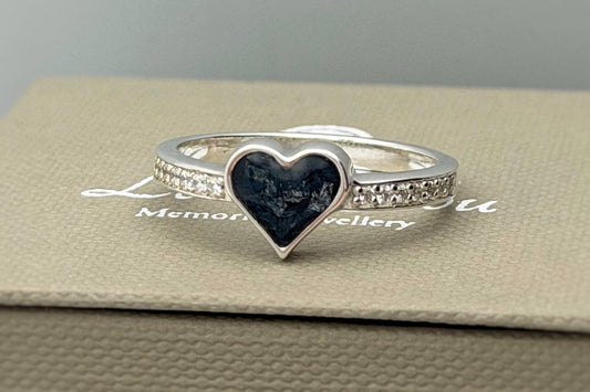 925 Silver Heart Crystal Shoulder Ring