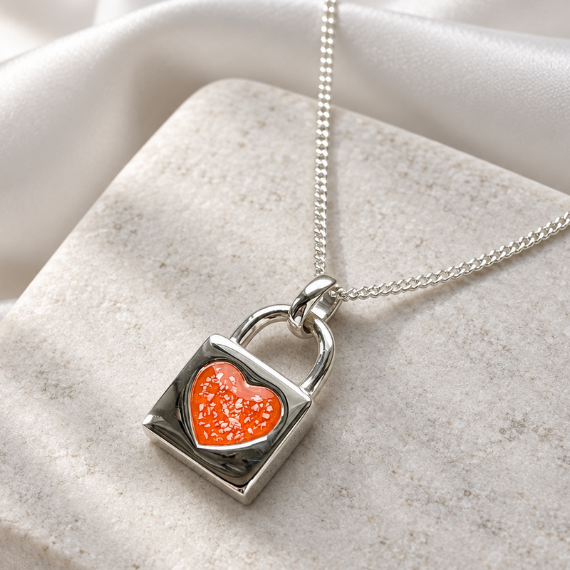 925 Silver Padlock Heart Pendant