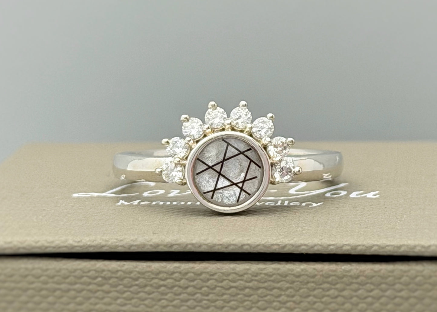 925 Silver Half Halo Crystal Ring