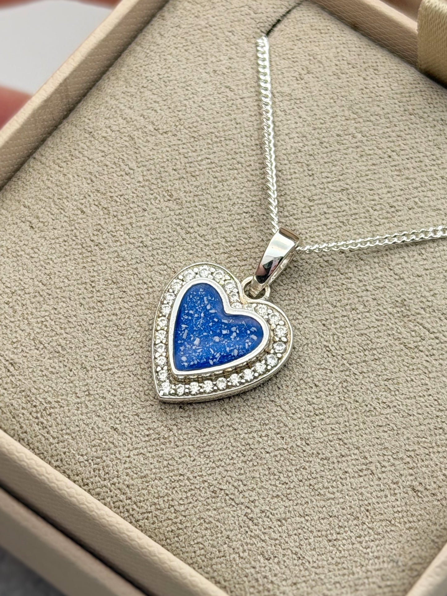 925 Silver Heart Crystal Surround Pendant