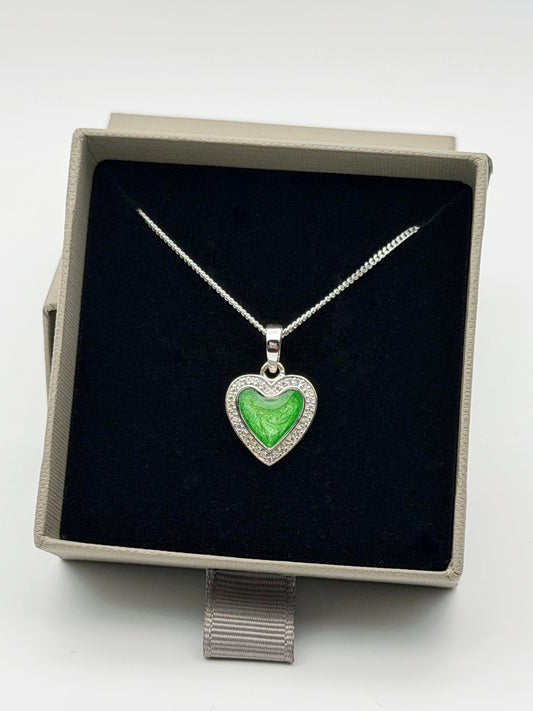 925 Silver Heart Crystal Surround Pendant