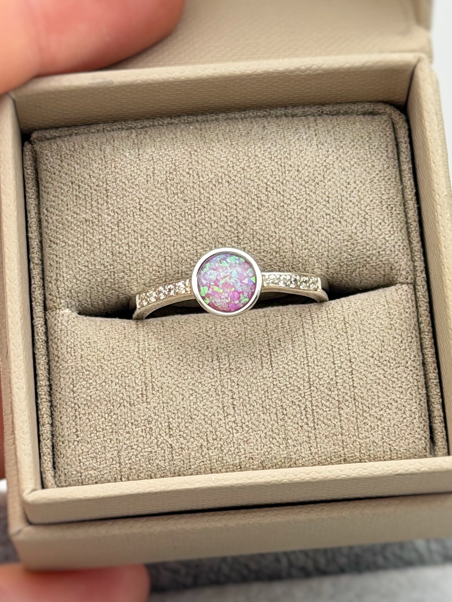 925 Silver Round Crystal Shoulder Ring