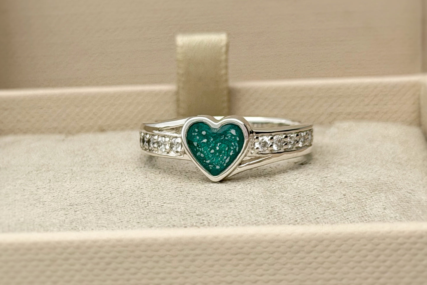 925 Silver Heart Accent Crystal Ring