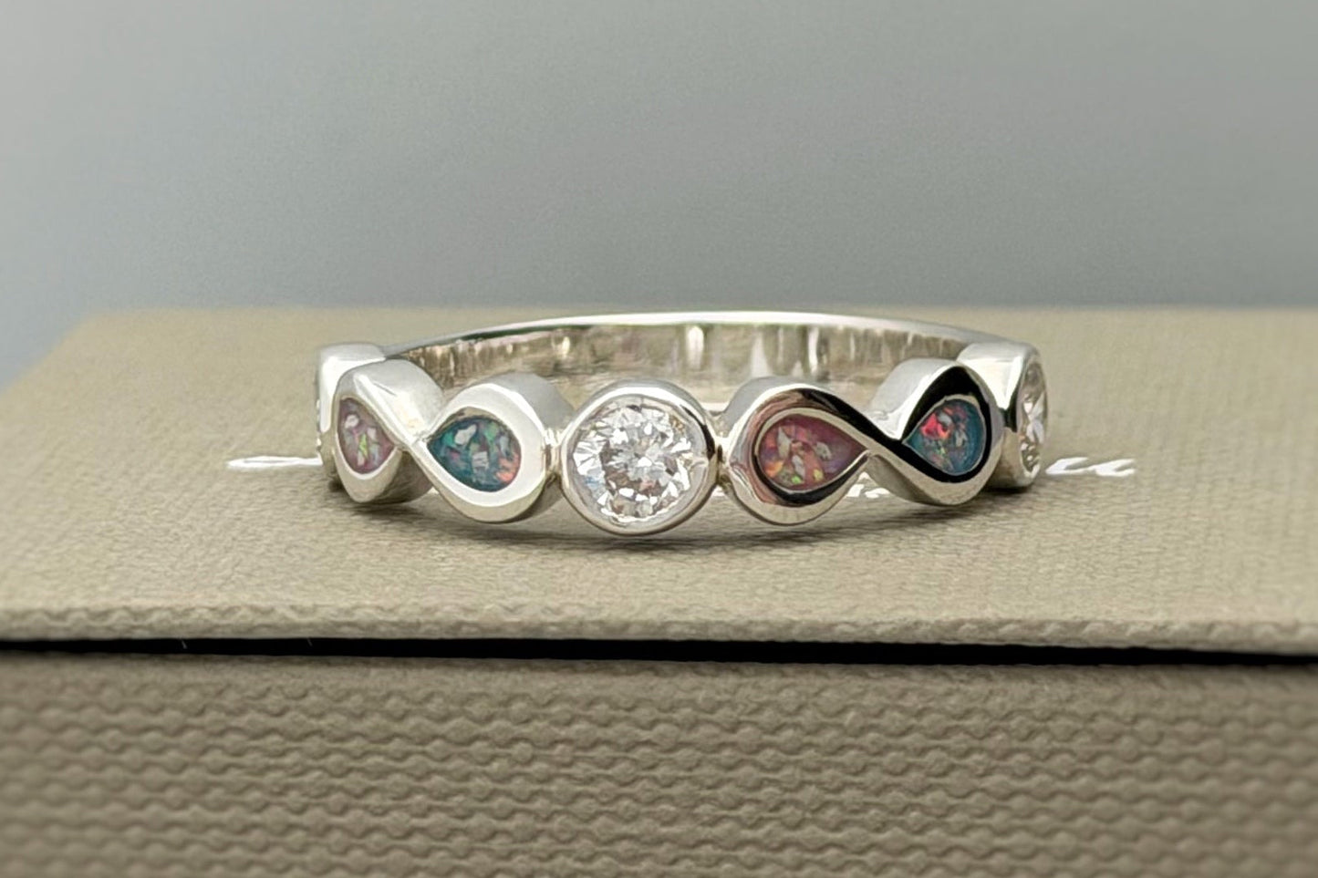 925 Silver Double Infinity Crystal Band Ring