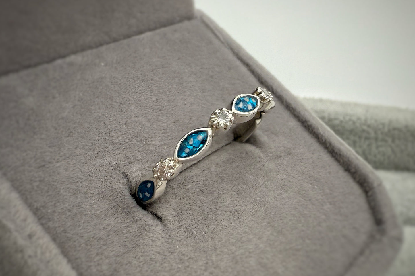 925 Silver Half Marquis Crystal Ring