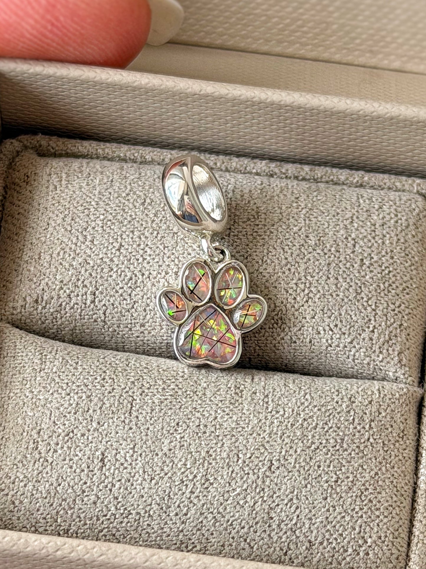 925 Silver Paw Print Dangle Charm