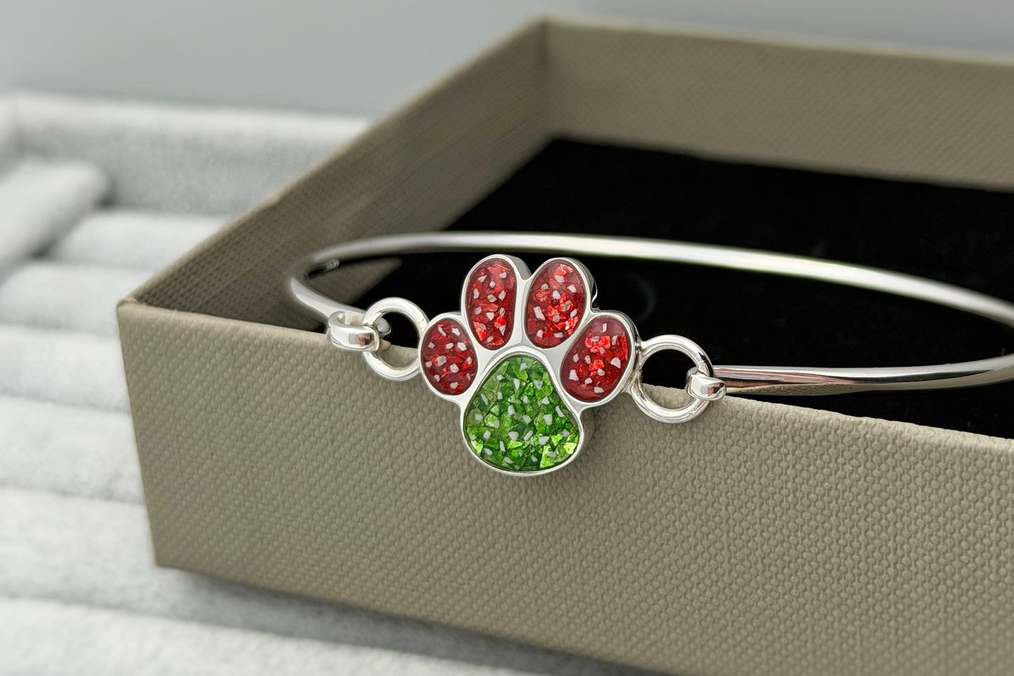 925 Silver Paw Print Bangle