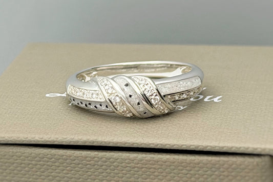 925 Silver Three Stone Knot Twist Band Ring