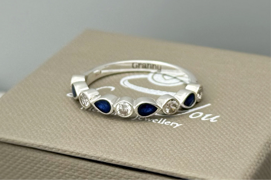 925 Silver Pear Crystal Band Ring