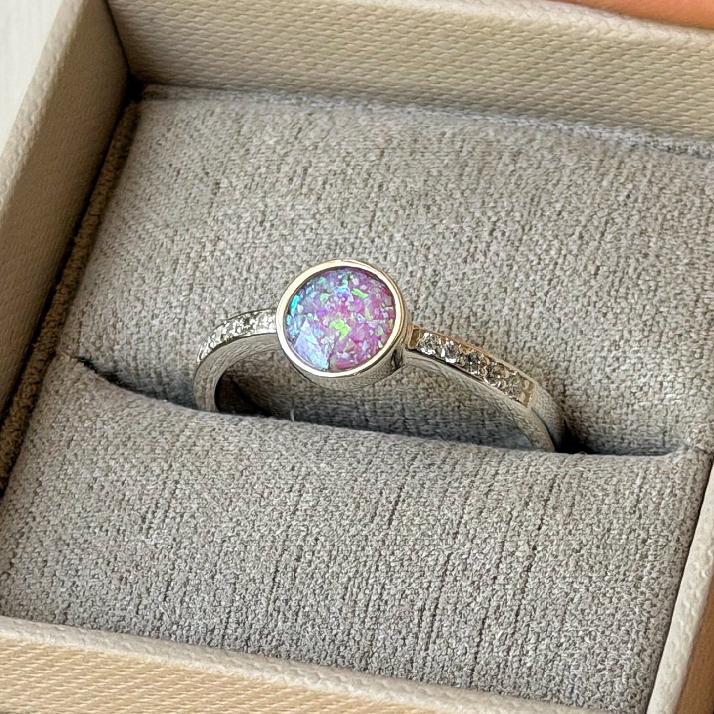 925 Silver Round Crystal Shoulder Ring
