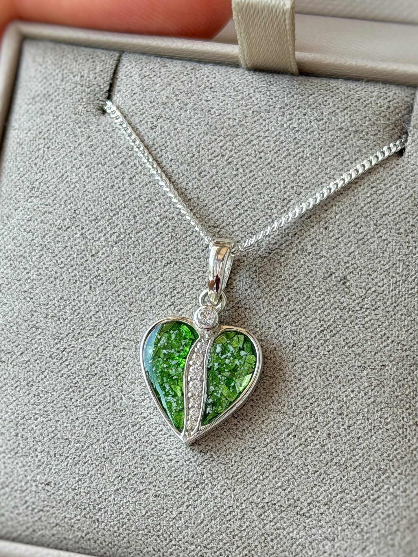 925 Silver Divided Heart Crystal Pendant