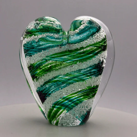 Mini Crystal Glass Ashes Heart Paperweight