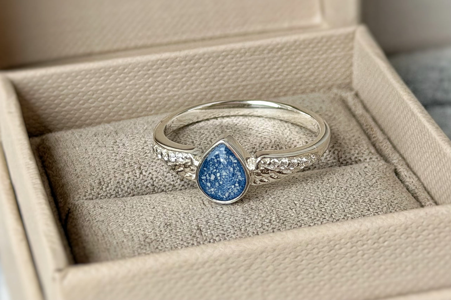 925 Silver Crystal Winged Teardrop Ring