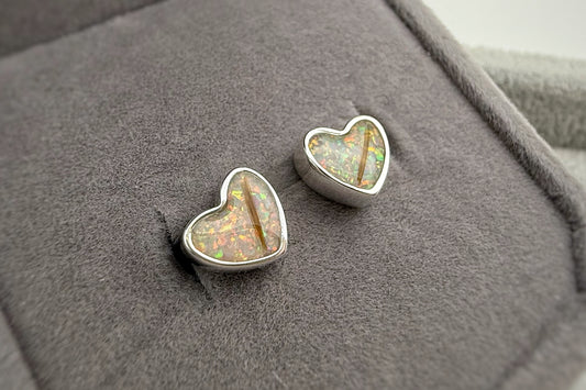 925 Silver Heart Stud Memorial Earrings