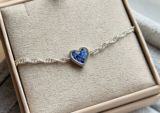 925 Silver Mini Bubble Heart Adjustable Twisted Curb Chain Bracelet