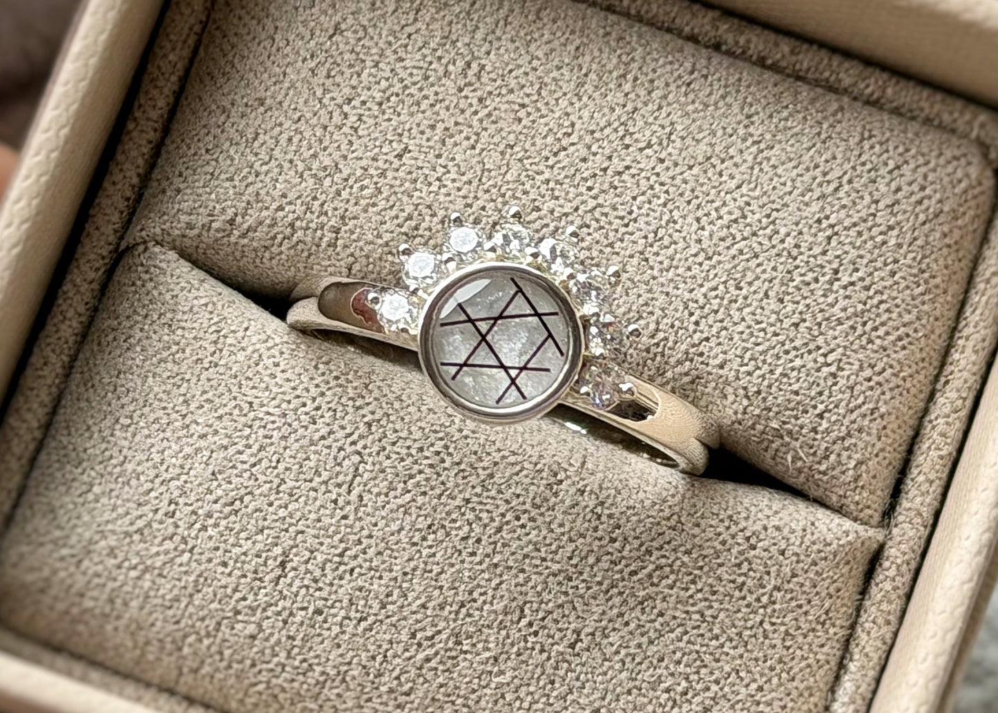 925 Silver Half Halo Crystal Ring
