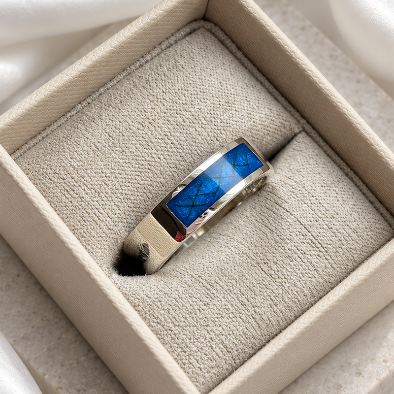 925 Silver Unisex 6mm Squared Channel Band Ring