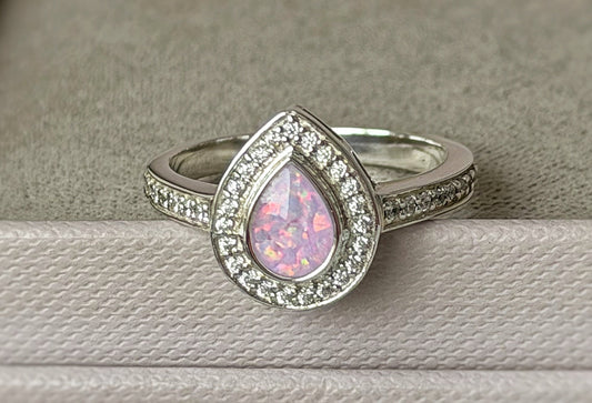 925 Silver Pear Drop Crystal Ring