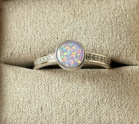 925 Silver Round Crystal Shoulder Ring