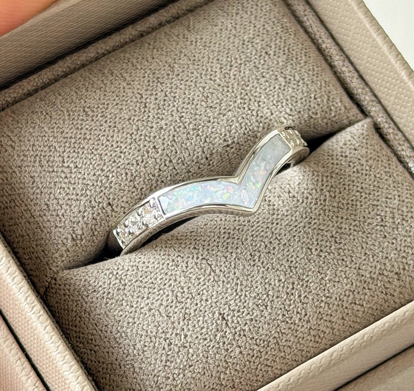 925 Silver Crystal Wishbone Ring