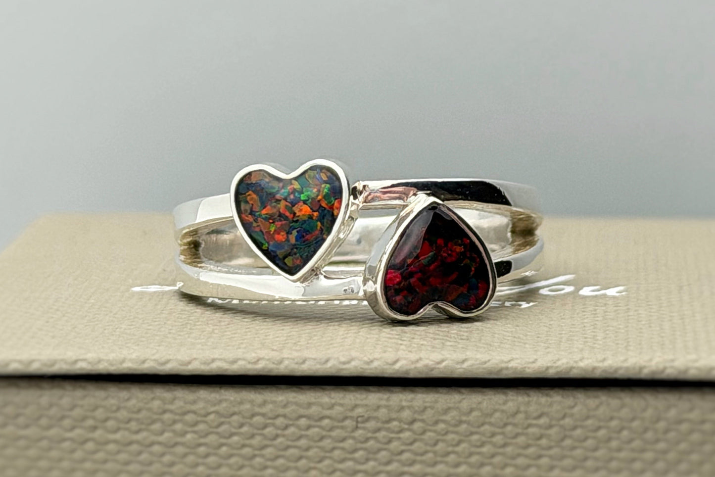 925 Silver Double Heart Ring