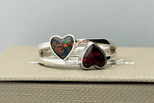 925 Silver Double Heart Ring