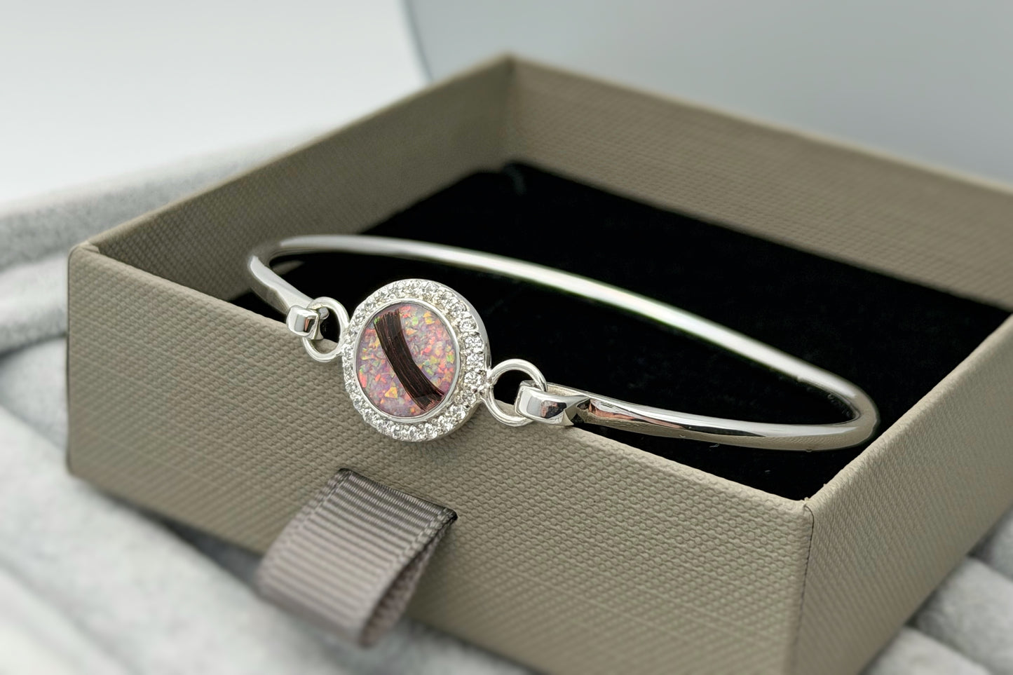 925 Silver Halo Cluster Crystal Bangle