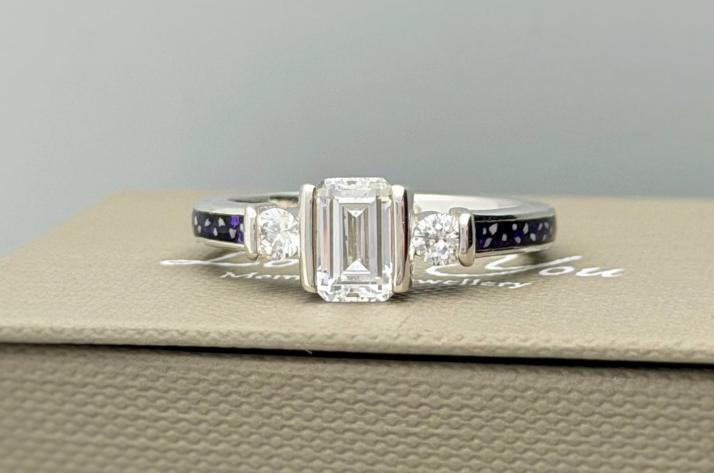 925 Silver Emerald Cut Solitaire Ring