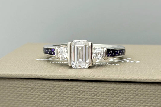 925 Silver Emerald Cut Solitaire Ring