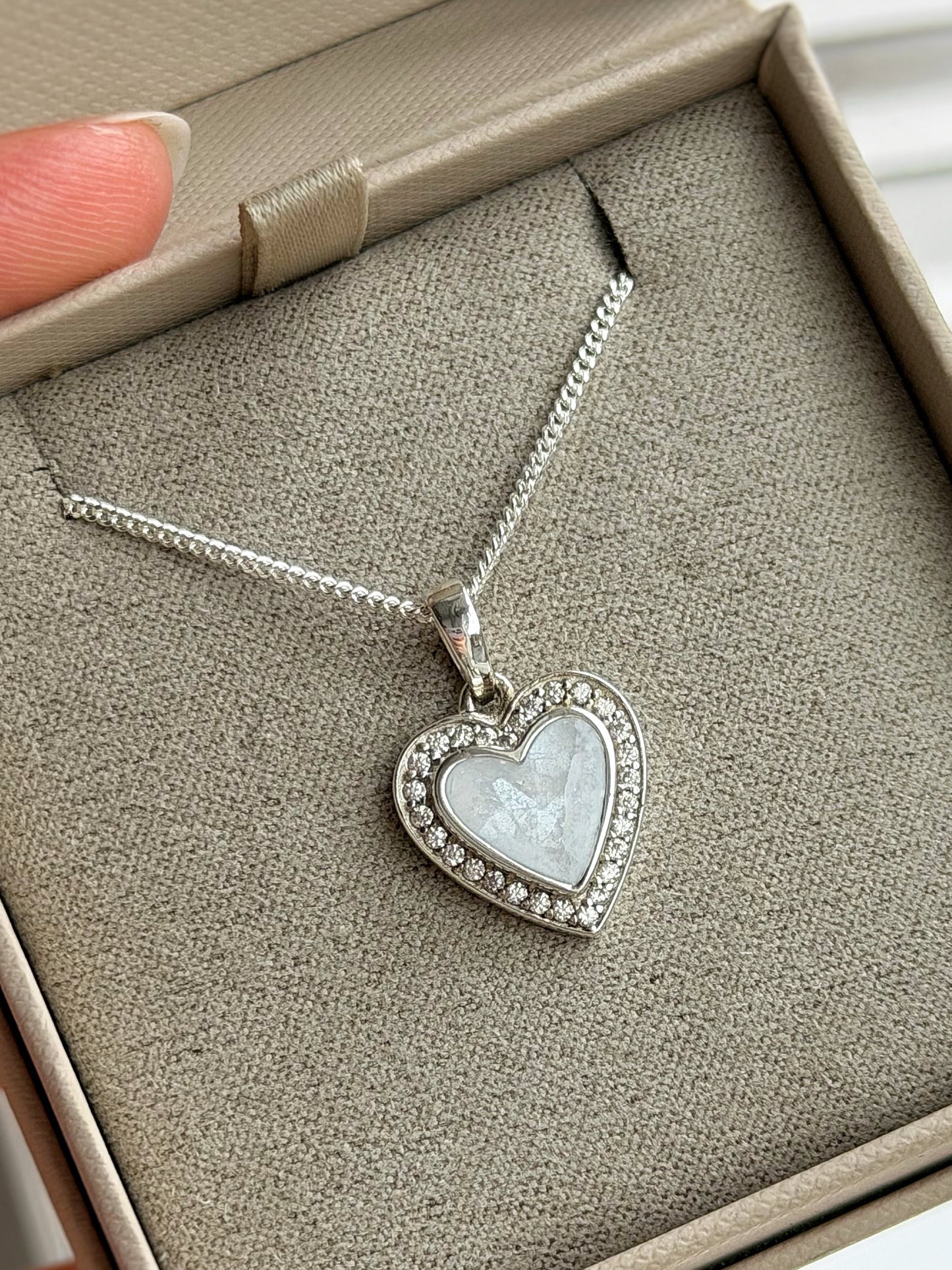 925 Silver Heart Crystal Surround Pendant