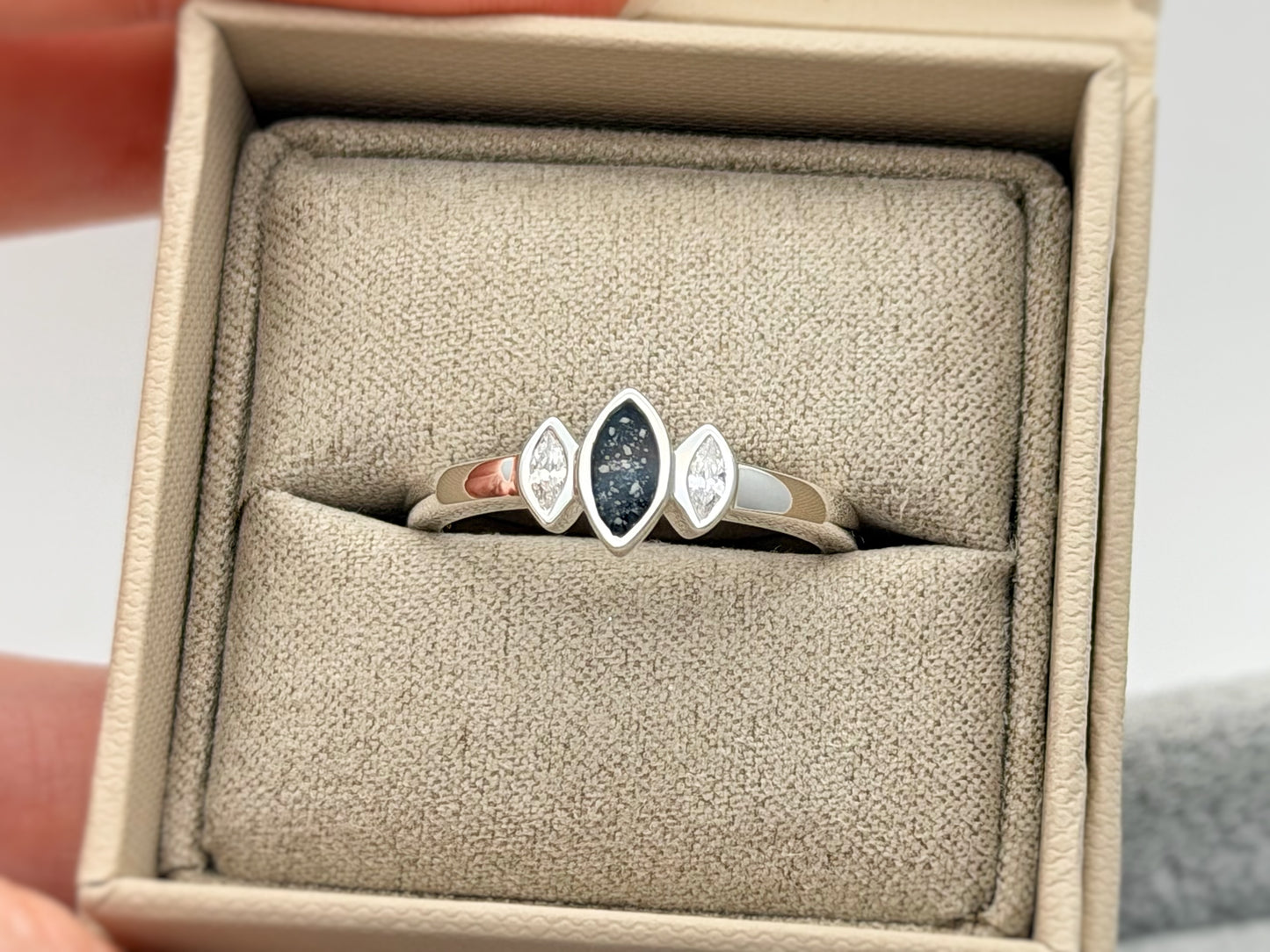 925 Silver Triple Almond Crystal Ring