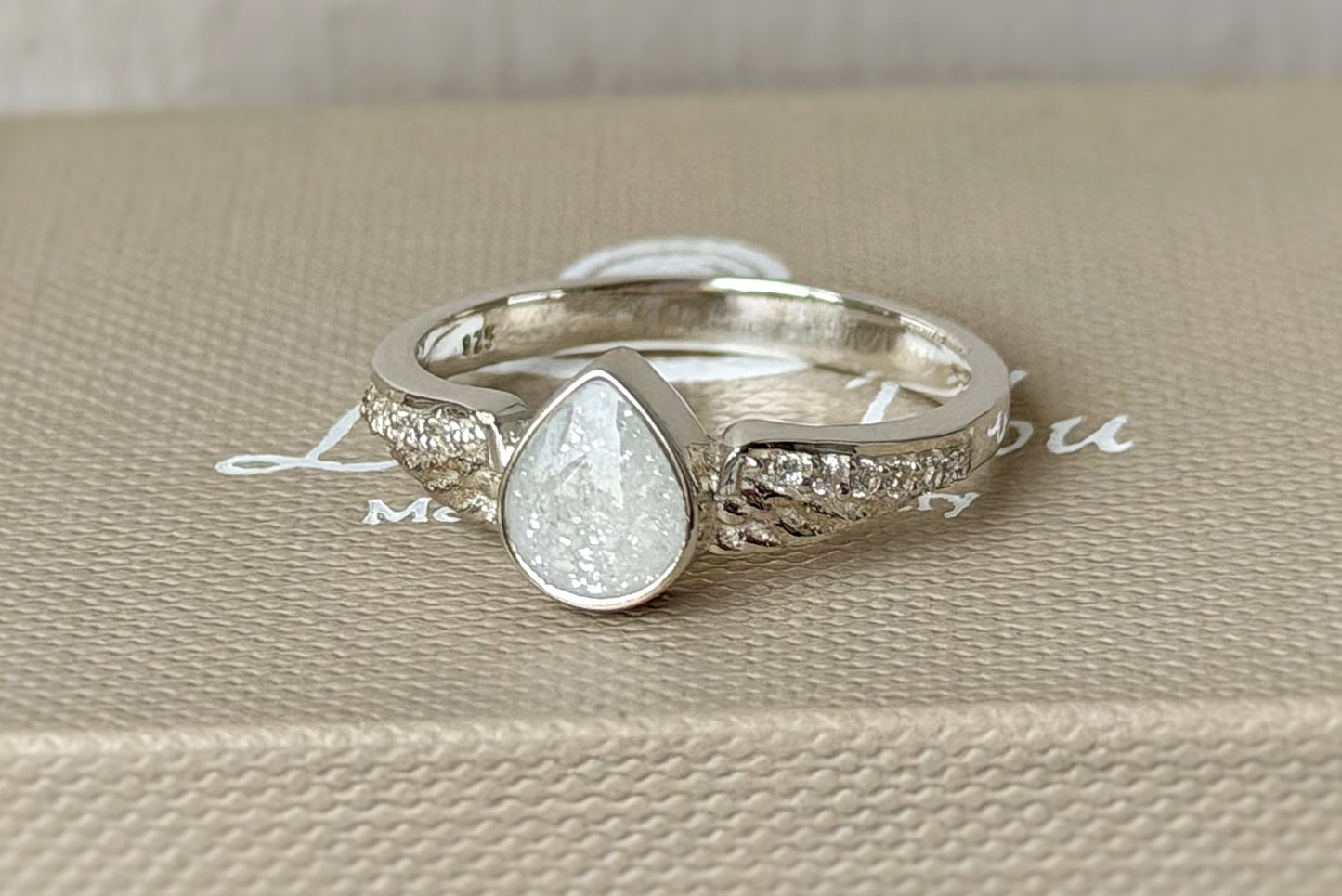 925 Silver Crystal Winged Teardrop Ring
