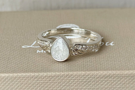 925 Silver Crystal Winged Teardrop Ring
