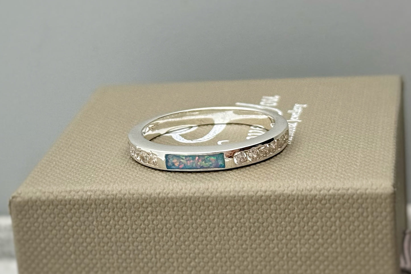 925 Silver Rectangular Crystal Channel Set Band Ring