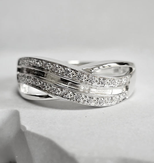 925 Silver Wave Channel Band Ring