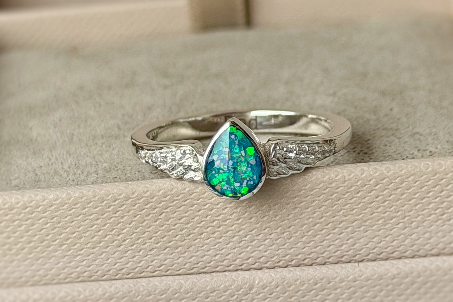 925 Silver Crystal Winged Teardrop Ring