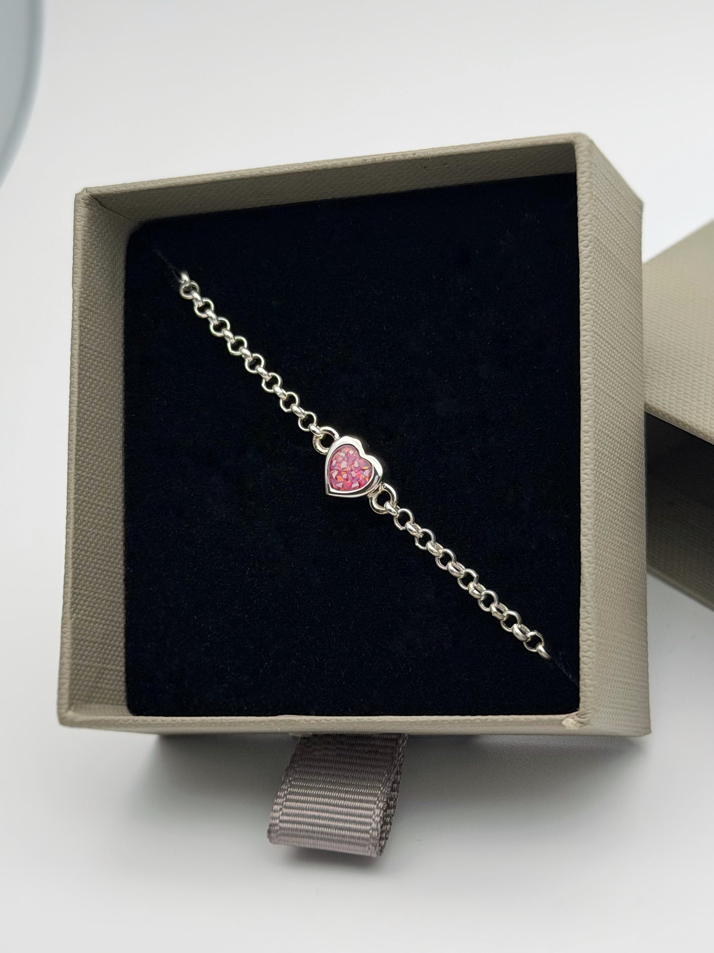 925 Silver Adjustable Belcher Chain Heart Bracelet