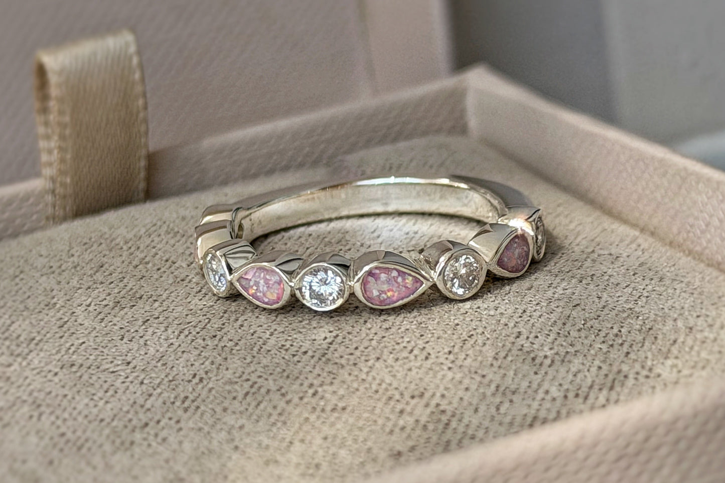 925 Silver Pear Crystal Band Ring