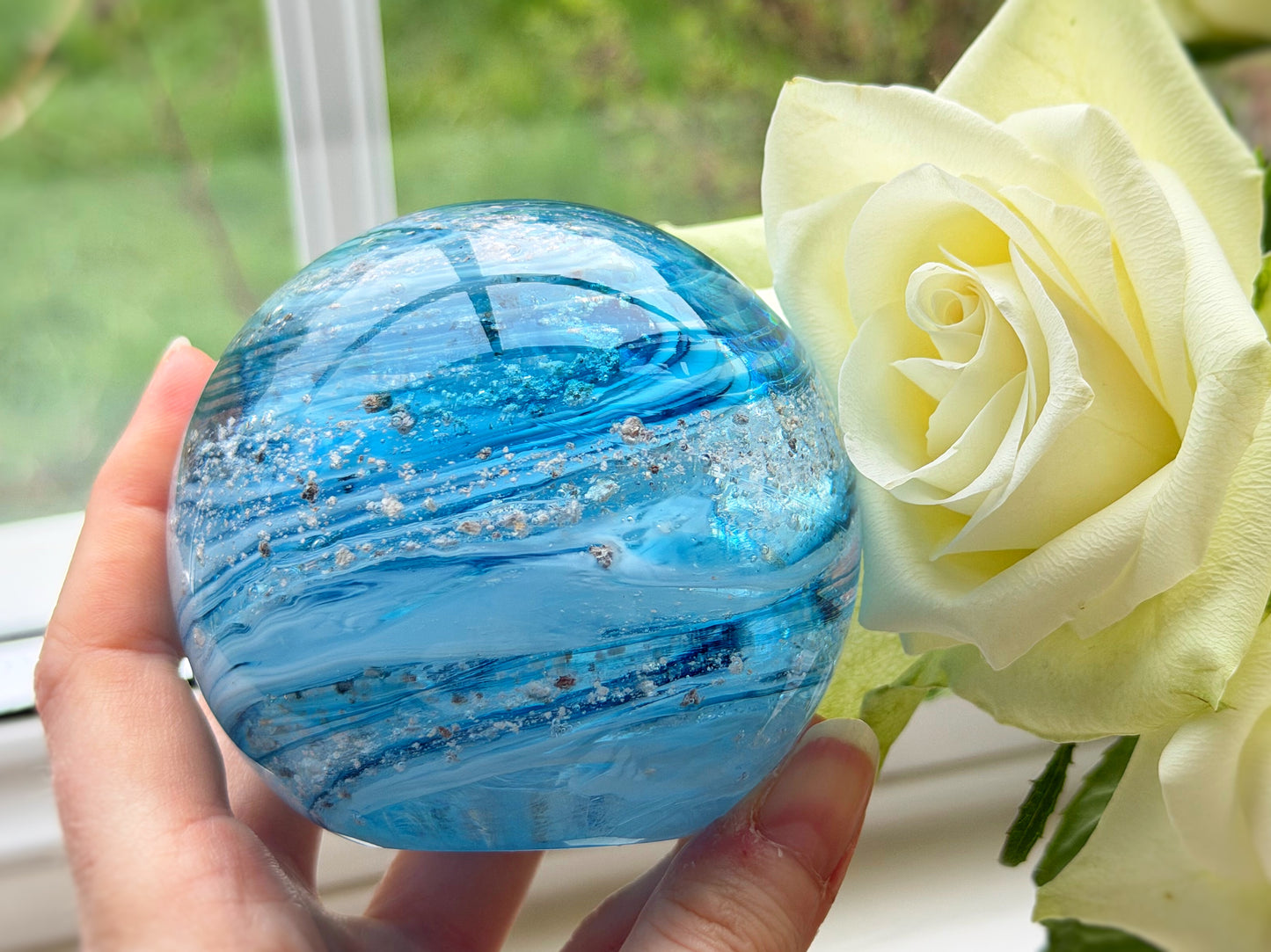 Crystal Glass Ashes Spherical Paperweight