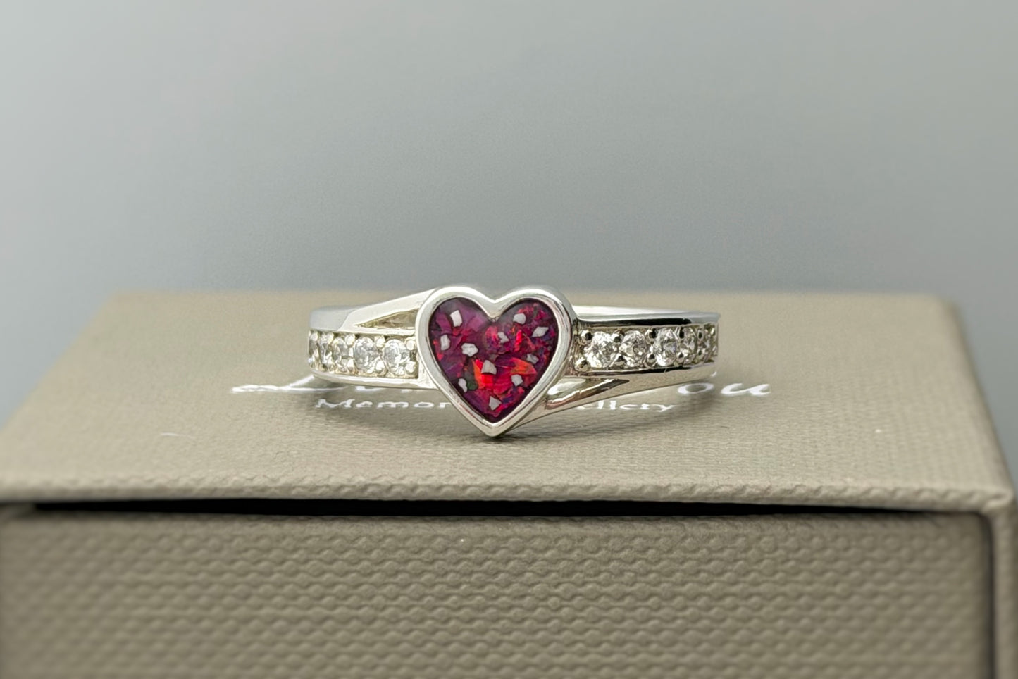 925 Silver Heart Accent Crystal Ring