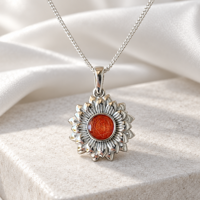 925 Silver Sunflower Pendant