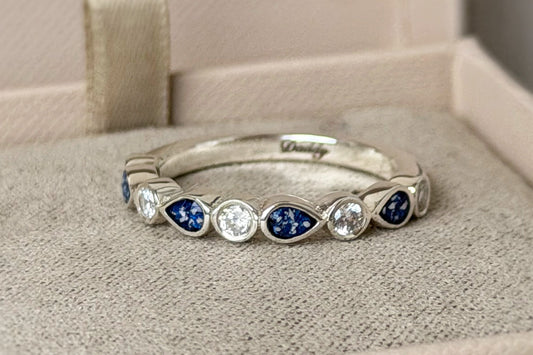 925 Silver Pear Crystal Band Ring