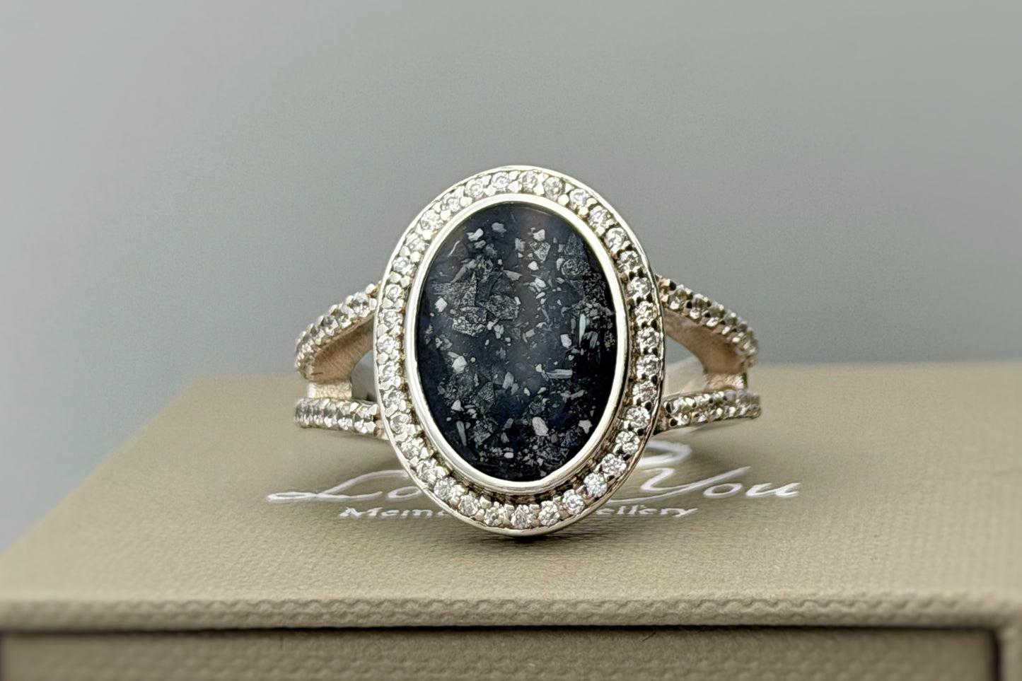 925 Silver Large Oval Crystal Statement Ring
