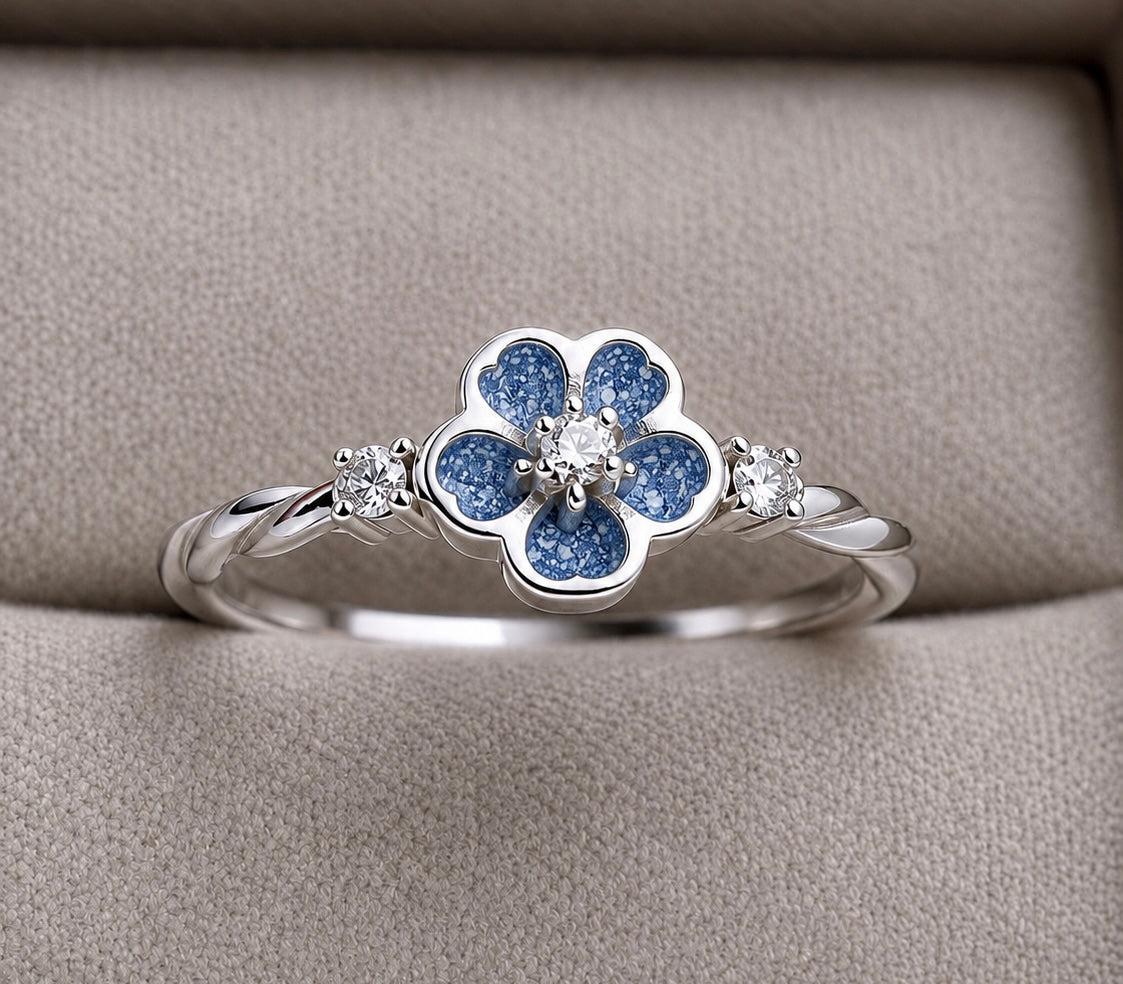 *PRE-ORDER* 925 Silver Forget Me Not Crystal Ring